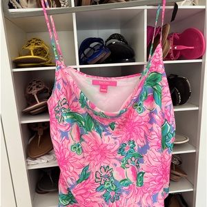 Lilly Pulitzer size L Bobbie top- tank top. Pink and green. EUC